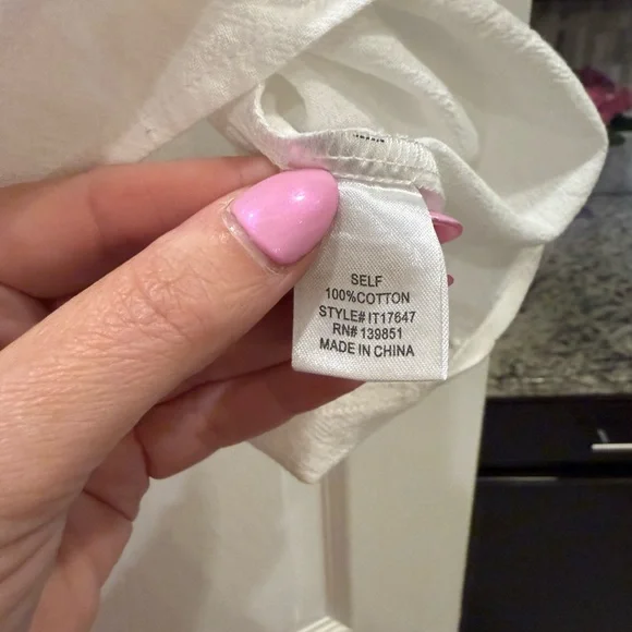 Oddi 100% Cotton Women's White Floral Embroidered Short Sleeve Top - Picture 5 of 9